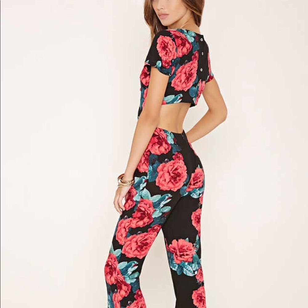 Forever 21 Floral Cut Out Jumpsuit